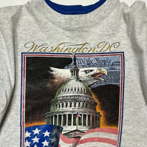 Washington DC 90s vintage t-shirt - 90&#39;s fashion - Progressive 1991 - double collar - lined sleeves - US Capitol building - Bald Eagle - XL