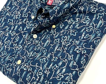 Vintage 90s Chaps Ralph Lauren Bamboo Botanical Shirt – 100% Cotton, Size L