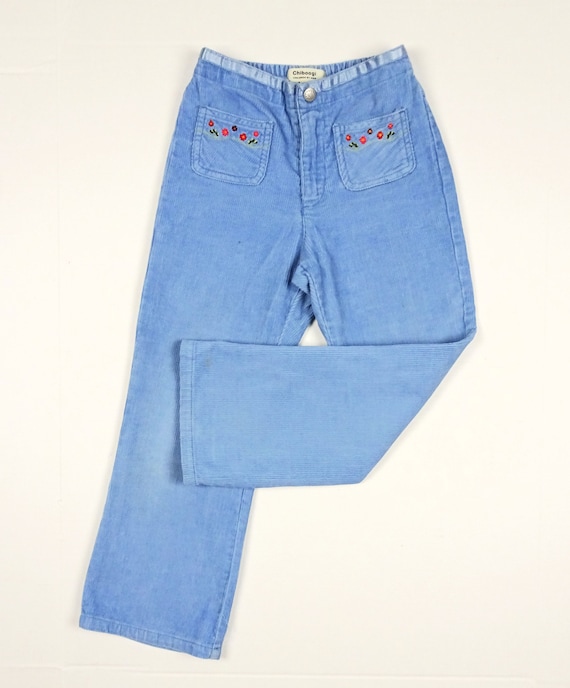 Vintage 90’s Blue Corduroy Flare Pants Girls 6 11… - image 1