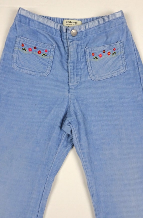 Vintage 90’s Blue Corduroy Flare Pants Girls 6 11… - image 3