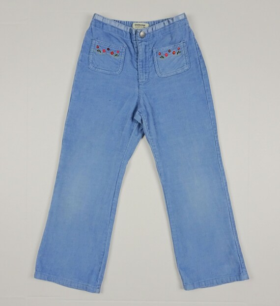 Vintage 90’s Blue Corduroy Flare Pants Girls 6 11… - image 2