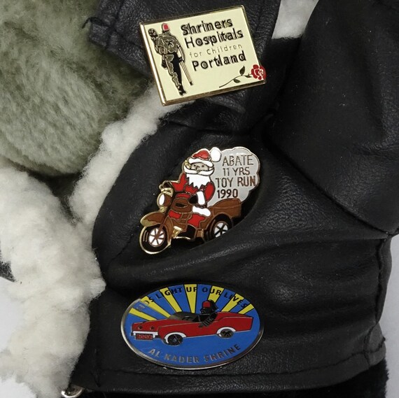 Plush Biker Puppy Dog Vintage Abate Pins Lapel 19… - image 4