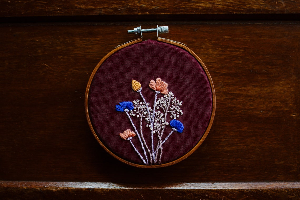 Wildflowers colorful embroidery decor  etsy Wildflowers colorful embroidery decor  etsy