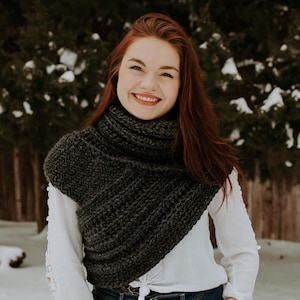 Katniss Inspired Cowl // Huntress Cowl Vest Scarf Handmade Knit Crochet Sweater Unique Crossbody Asymmetrical Minimalist Boho Outdoorsy