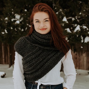 Katniss Inspired Cowl // Huntress Cowl Vest Scarf Handmade Knit Crochet Sweater Unique Crossbody Asymmetrical Minimalist Boho Outdoorsy