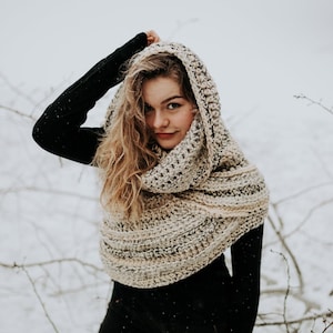 Katniss Inspired Cowl with 2in1 Cowl Hood - Huntress Vest Scarf- Handmade- Knit Crochet Sweater Unique Bohemian Rustic Sweater- Cross Body