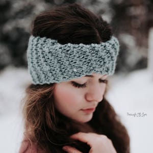 Knit headband, ear warmers, ear muffs, head warmers, hiking gear, head gear, bohemian Rustic Chic Folk Indie Hipster: Glacier Collection image 1