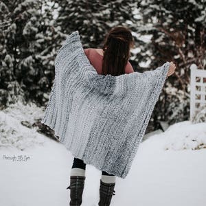 READY TO SHIP Chunky Knit Blanket Afghan Throw, Knit Throw, Home Decoration, Decor, House Warming Gift, Bohemian blanket: Glacier Collection