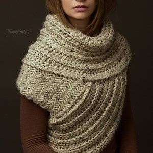Katniss Inspired Cowl - Huntress Cowl Vest Scarf- Handmade- Knit -Crochet- Sweater-Unique- Bohemian Vintage Rustic -Knit Sweater- Cross Body