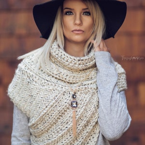 Katniss Inspired Cowl - Huntress Cowl Vest Scarf- Handmade- Knit -Crochet- Sweater-Unique- Bohemian Vintage Rustic -Knit Sweater- Cross Body