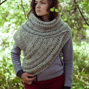 Katniss Inspired Cowl - Huntress Cowl Vest Scarf- Handmade- Knit -Crochet- Sweater-Unique- Bohemian Vintage Rustic -Knit Sweater- Cross Body