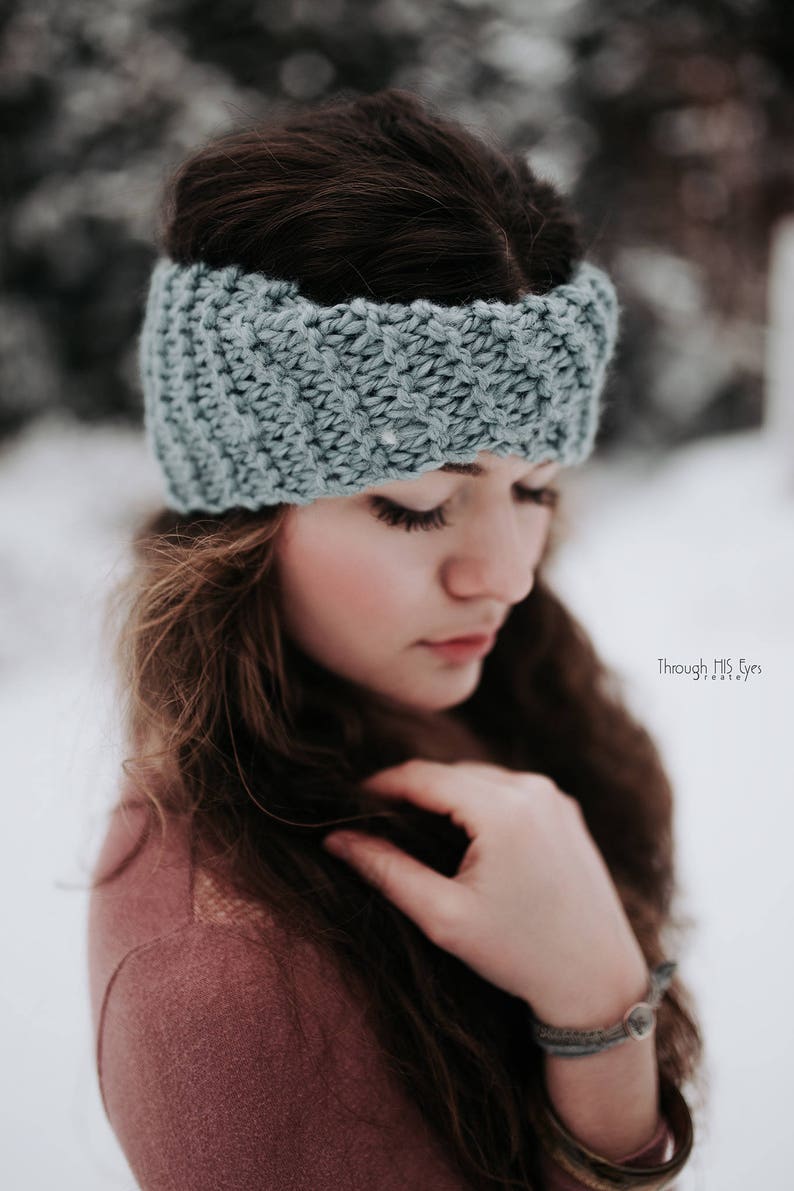 Knit headband, ear warmers, ear muffs, head warmers, hiking gear, head gear, bohemian Rustic Chic Folk Indie Hipster: Glacier Collection image 1