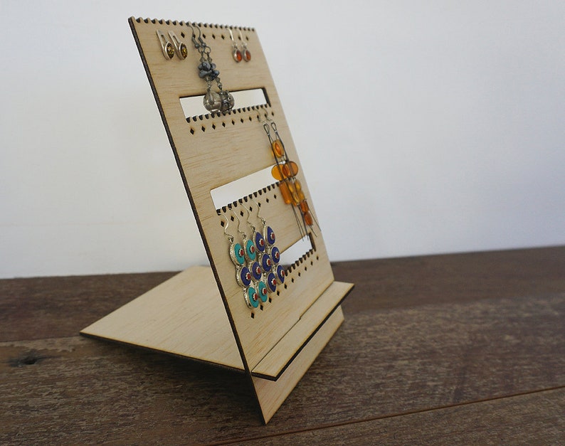 Wood earring organiser display stand in ply wood for studs and Etsy