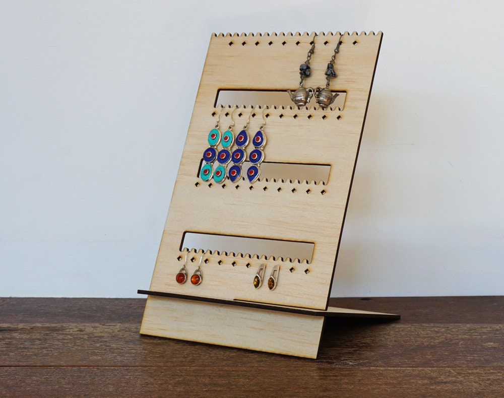 Wood earring organiser display stand in ply wood for studs and Etsy
