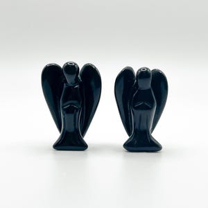 Crystal Angel Figurine, Obsidian Angel Figurine, Obsidian Angel, Black Angel, Crystal Angel Trinket, Stone Angel Gift, Angel Collectible