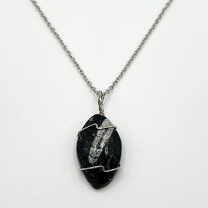 Orthoceras Necklace, Orthoceras Fossil Necklace, Fossil Pendant, Wire Wrapped Fossil Pendant, Fossil Necklace, Handmade Fossil Pendant