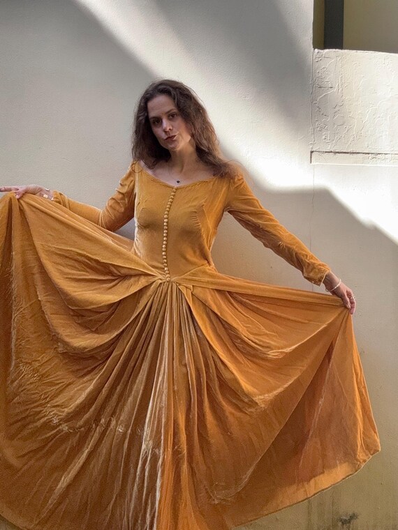 Vtg Velvet Golden Yellow Princess Dress - Etsy Vtg Velvet Golden Yellow Princess Dress - Etsy