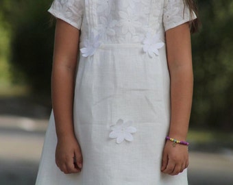 Gladys Votación acerca de Vestido 100% de lino Vestido color blanco Vestido clásico - Etsy España