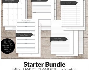 Mini HP Bundle, Mini Happy Planner Inserts, Mini HP Inserts, Expense Tracker, Mo2P, Meal Planner, Wo2P, Notes Pages, Planner Bundle, Minimal