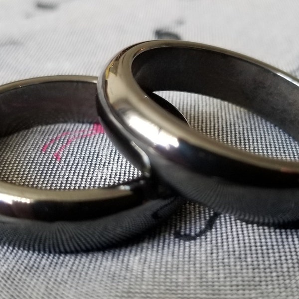 MAGNETIC Hematite Ring Buy2+1free band Unusual silver-black.Men.Women 6mm half round Size 5,6,6.25,5.75,8,9,9.25,9.5,10,10.25,11.25,11.75,12