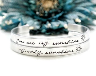 You Are My Sunshine My Only Sunshine Bracelet Set | Mother Daughter Gift | Hand Stamped Bracelet | Mother's Day Gift From Daughter