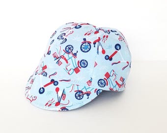 Baby cycling hat, Baby cap, Reversible hat, Toddler's cap, Kid's cap, Bicycle hat, Light Blue