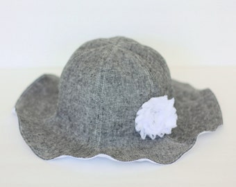 4 Colors, Linen Baby Sun Hat with Flower, Children's Summer Hat, Toddler Sun Hat, Baby Girl Sun Hat, Girl Sun Hat, 3 months to 6 years