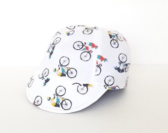 Baby cycling hat, Baby cap, Reversible hat, Toddler's cap, Kid's cap, Bicycle hat, White