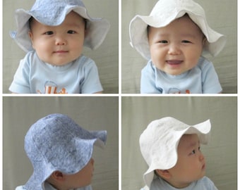 Linen Baby Sun Hat, Summer Toddler Hat, Natural Cotton Blend