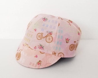 Baby cycling hat, Baby cap, Reversible hat, Toddler's cap, Kid's cap, Bicycle hat, pink