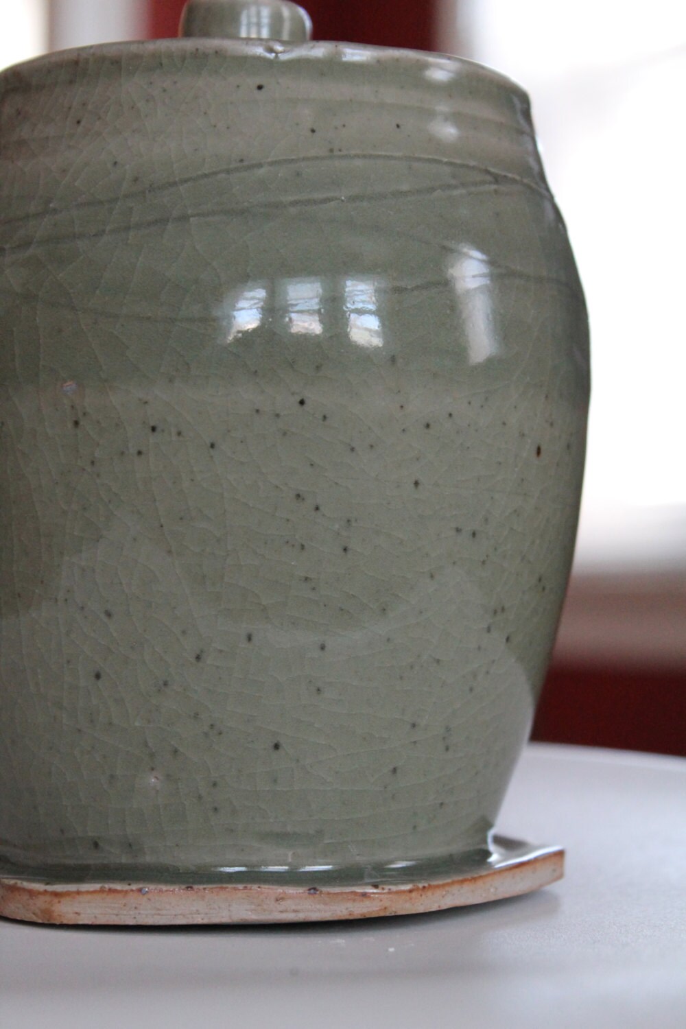 Green Ceramic Lidded Jar Etsy
