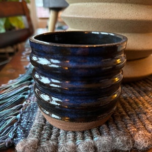 Two toned blue ceramic cup
