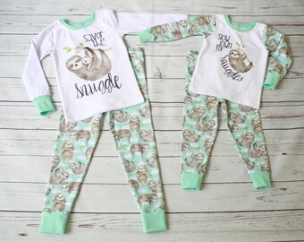 Custom Boy /& Girl Toddler Pajamas Sloth Yoga Cotton Baby Sleepwear Pajama Set