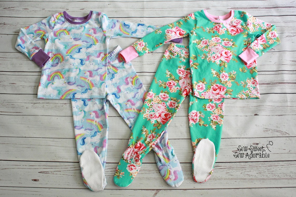 Pajamas with Feet Footie Pajamas CUSTOM Two Piece PJs with Etsy