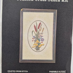 Flower Bouquet Counted Cross Stitch Kit: 14ct Aida, Cotton Floss