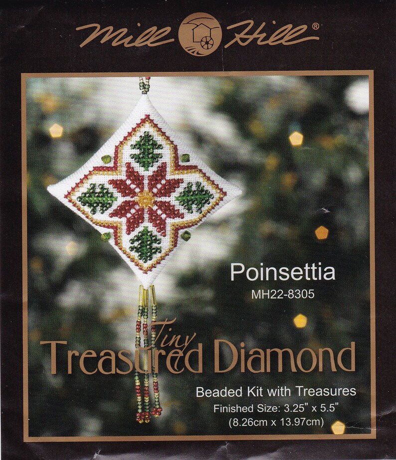 Mill Hill Tiny Treasured Diamond Poinsettia Kit MH22-8305.