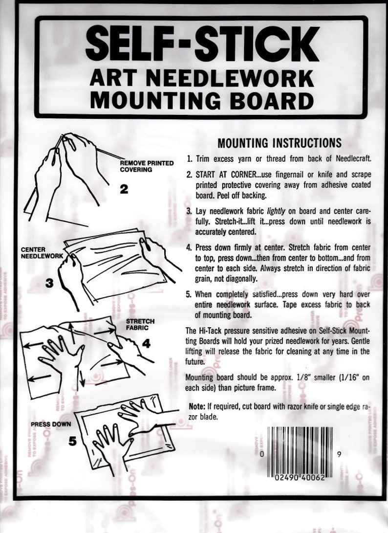 Selfstick Mounting Board for Art and Needlework. 11 X 14. Etsy Canada