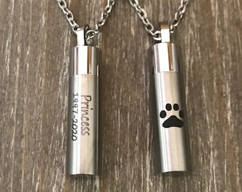 Pet cremation jewelry pet urn ashes necklace pet memorial necklace, cremation urn necklace, loss of a fur baby, Memorial pet cat dog urn