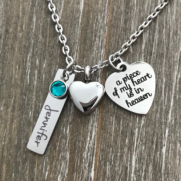 Memorial urn necklace personalized name Heart urn for ashes Jewelry loss of Daughter son Mother Mom Father Grandpa Child cremation URN Gift
