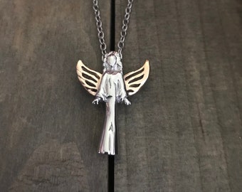 Cremation jewelry urn for ashes necklace, memorial necklace, Rose gold Angel urn necklace , urn Jewelry Angel pendant for cremation ashes.