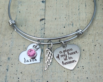 Memorial Bracelet, Memorial Jewelry, Adjustable Bangle Bracelet, Sympathy Gift, Memorial Gift, Child Loss Grief Gift In Memory of Dad Mom