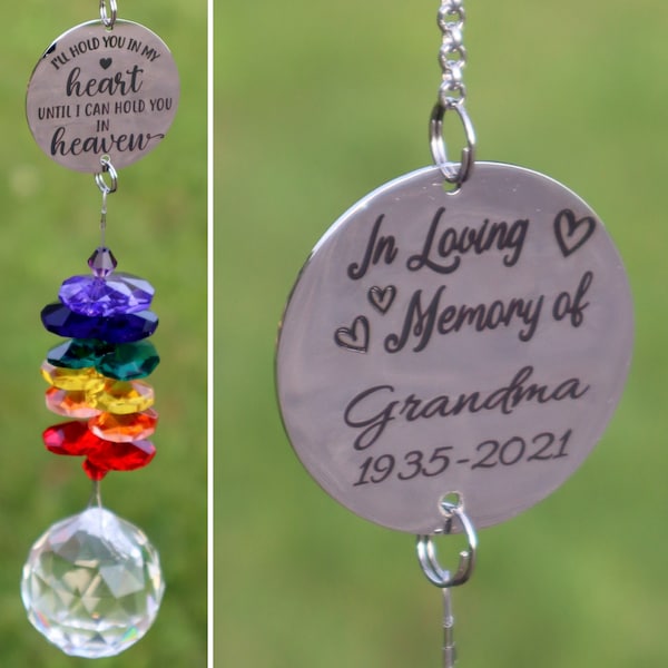 Personalized Memorial Suncatcher, Custom Crystal Sun catcher Sympathy gift, Memorial gift with name, Prism suncatcher memorial keepsake,