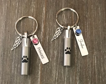 Custom Cremation Keychain Urn for Human and Pet Ashes Remembrance Gift Personalized Memorial Key Chain Gift for Loss of Dog Dad Mom