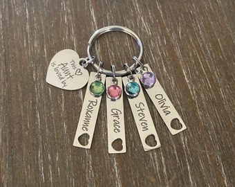 Custom Aunt Key chain, Auntie jewelry, Aunt Keychain, personalized Auntie Keychain, 1 2 3 4 5 6 name Keychain Niece Nephew Aunt gift