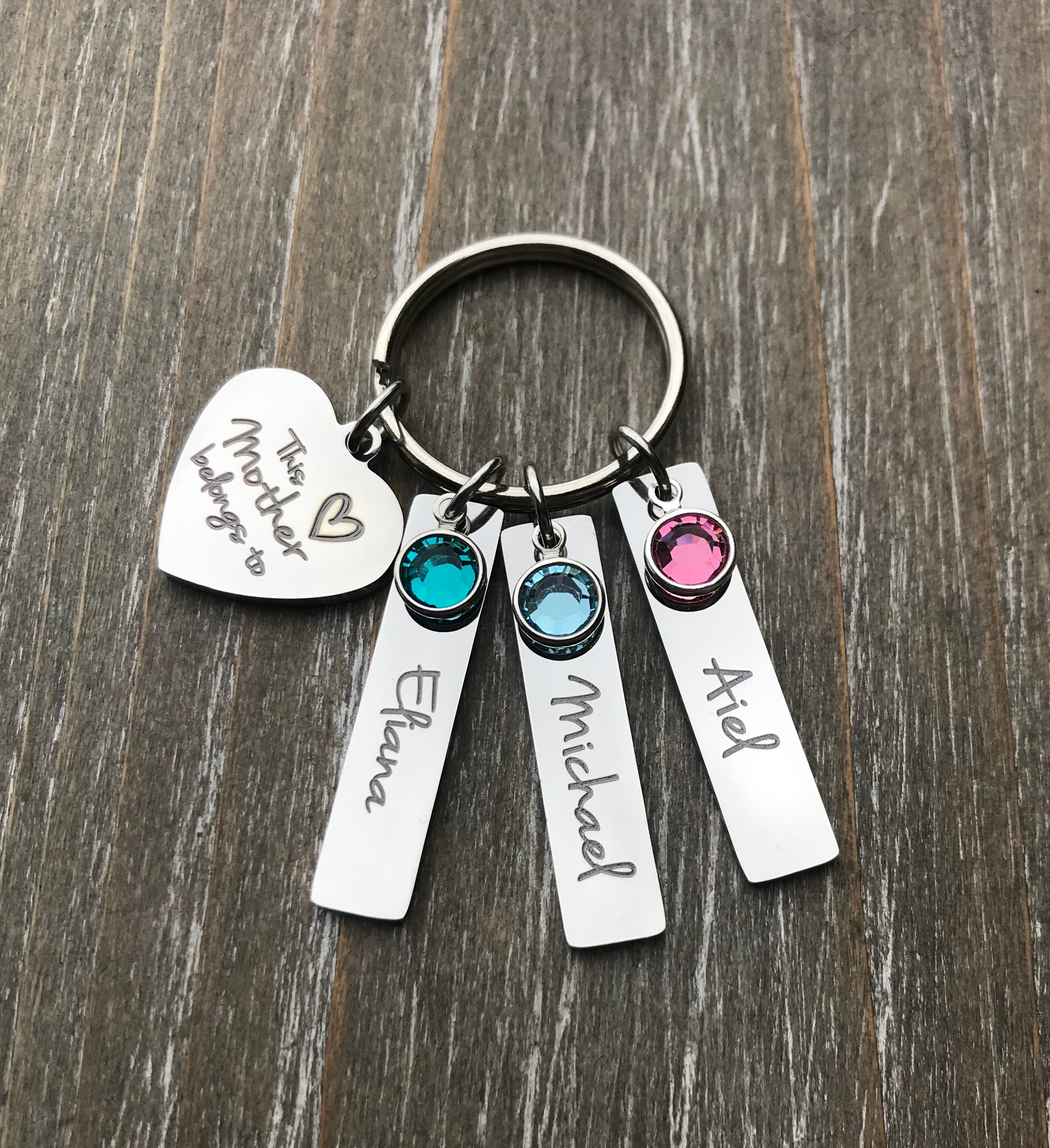 Mother Key chain / Mother jewelry / children's name Keychain