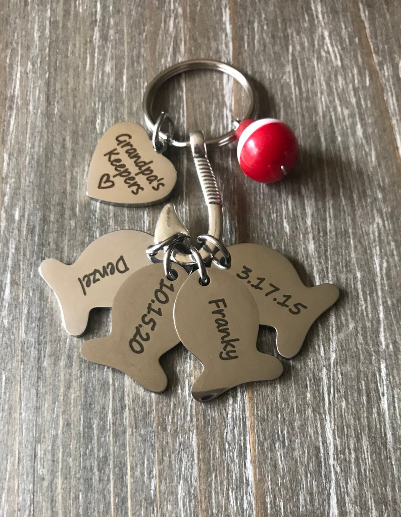 Dad//Papa fish keychain Stamped fish keychain fishing buddies papa keychain keychain grandpa keychain Stamped Jewelry fish keychain stamped fish grandkids