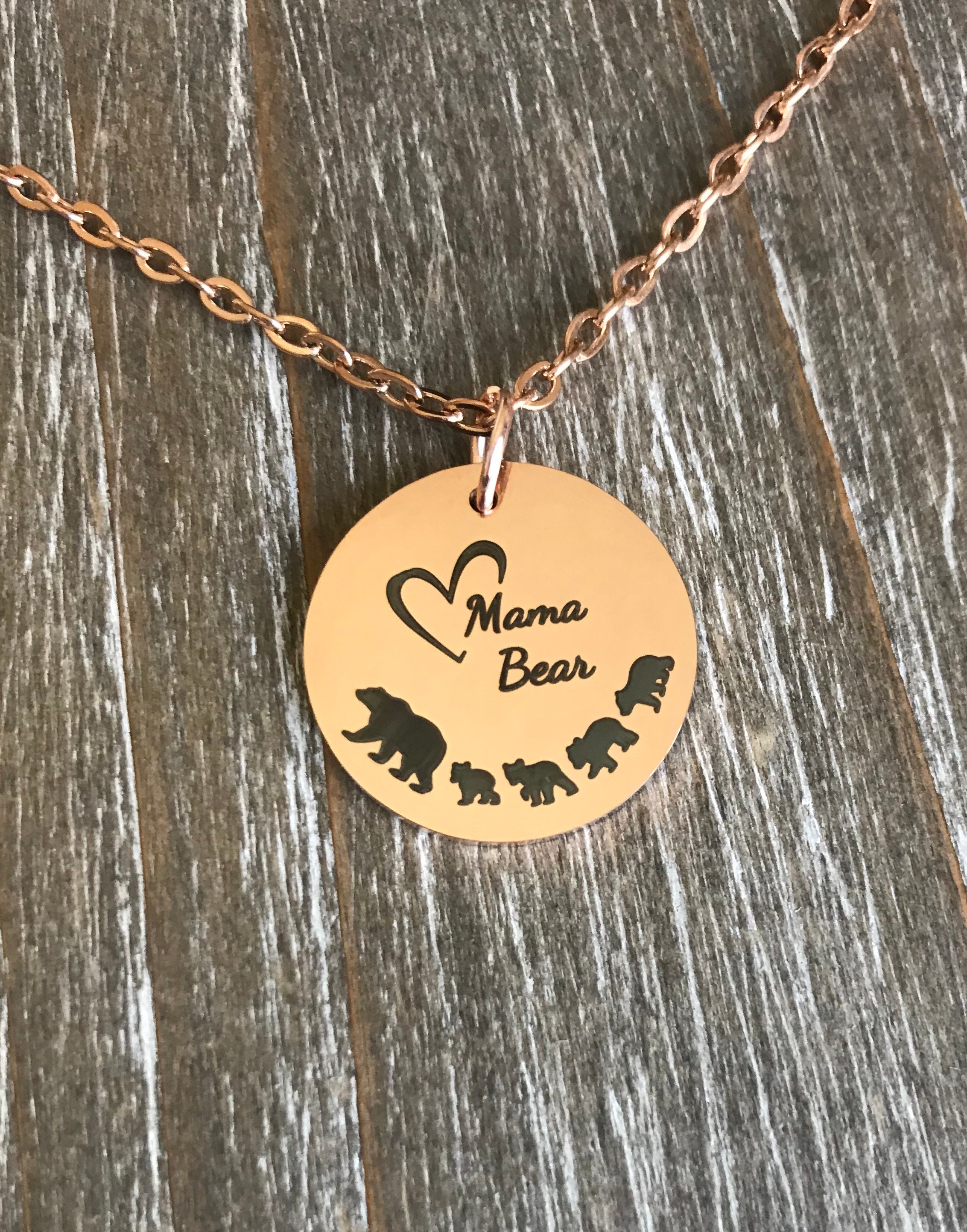 Mama Bear Necklace with cubs/ 1 2 3 4 5 6 baby cubs necklace / Mama ...