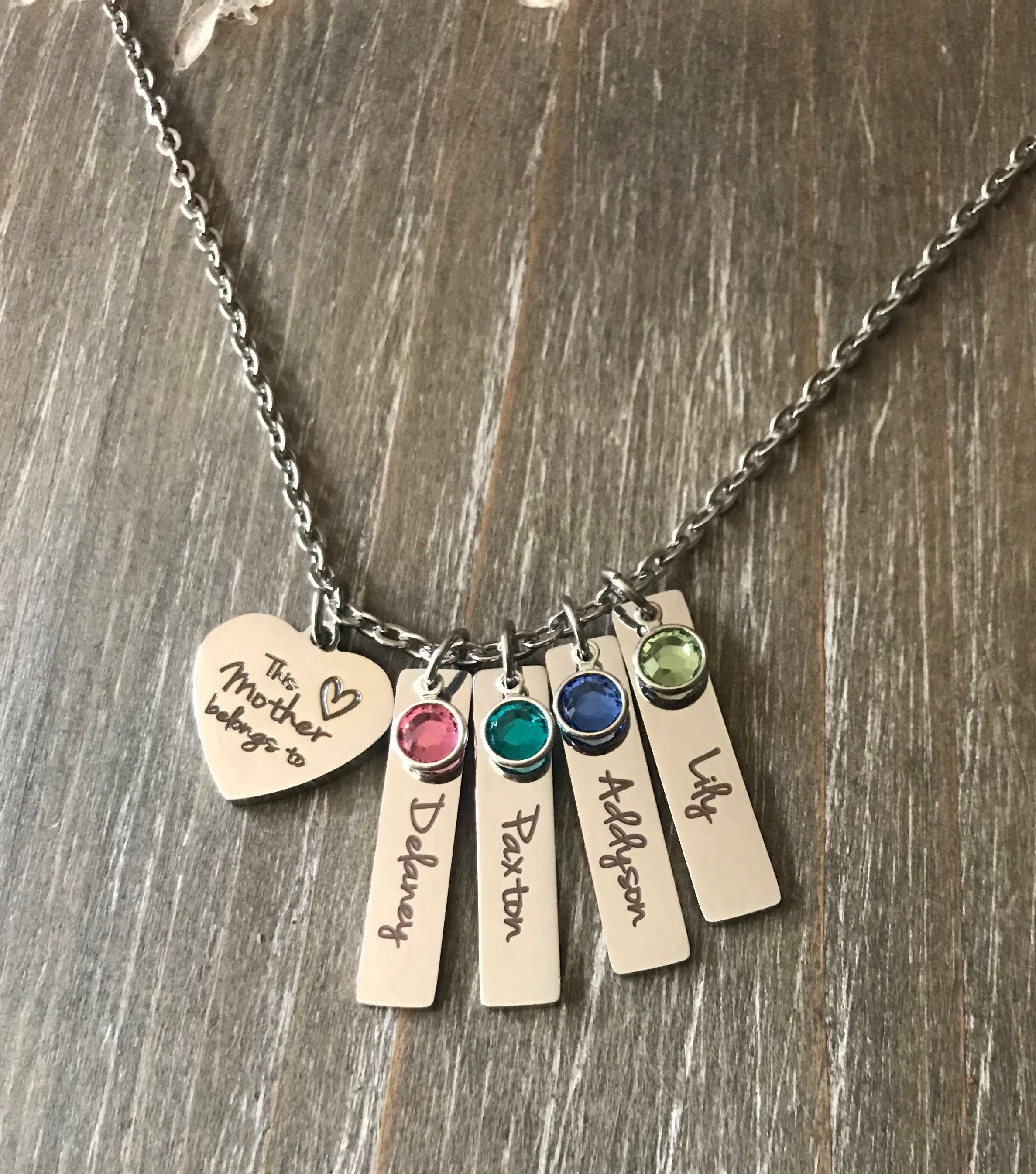 Mother Name Necklace 1 2 3 4 5 6 Names Birthstones Mom Jewelry mother-name-necklace-1-2-3-4-5-6-names-birthstones-mom-jewelry