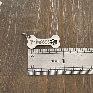 Dog Bone Necklace Personalized, Dog Paw Necklace, Dog Jewelry, Bone Paw Print, Pet Memorial, Dog Charm Necklace, Engraved dog Jewelry image 3