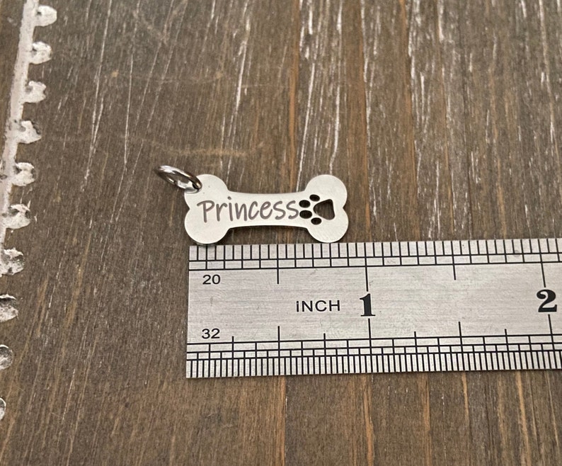 Dog Bone Necklace Personalized, Dog Paw Necklace, Dog Jewelry, Bone Paw Print, Pet Memorial, Dog Charm Necklace, Engraved dog Jewelry image 3